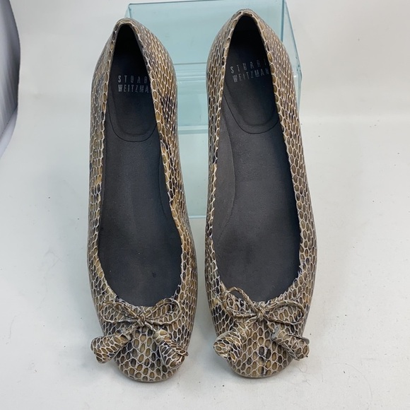 Stuart Weitzman Sz 7.5M Snakeskin Print Flats - Picture 4 of 11